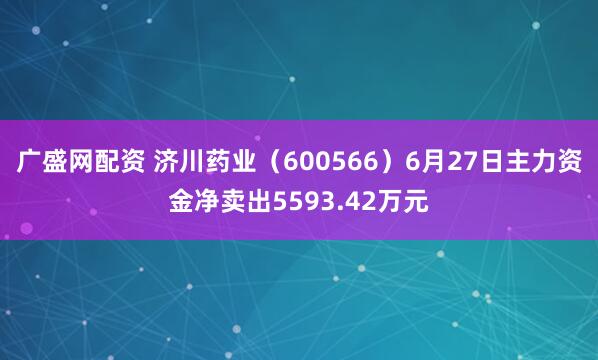广盛网配资 济川药业(600566)6月27日主力资金净卖出5593.42万元